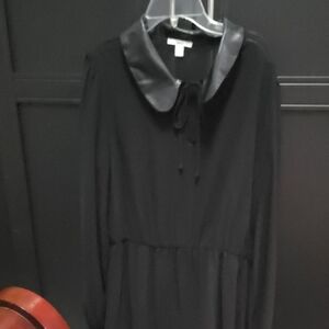 Bar III Black Long Sleeve Dress with Satin Collar